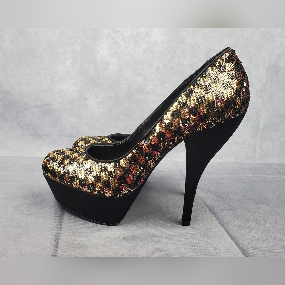 Nine West embellished platform Sequins evening‎ party Women's heels Size 9.5M